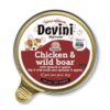 devini hond chicken wild boar 85 gram Devini Chicken and Wild Boar 85gr is een graanvrije natvoeding met kip, wild zwijn, zoete aardappel en bonen voor honden van alle leeftijden.