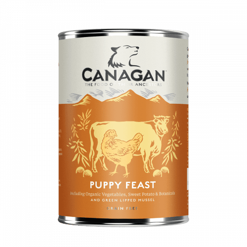 canagan puppy feast 1 Canagan Puppy Feast is een complete, graanvrije maaltijd met vlees voor puppy’s. Te gebruiken als voeding, topping of snack.