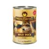 Wolfsblut Wild Duck is compleet, graanvrij natvoer met eend en aardappelen, licht verteerbaar en zeer geliefd bij honden.