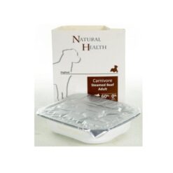 Natural Health Steamed Carnivore Beef: gestoomde hondenvoeding met minimaal 60% rundvlees en hoge acceptatie.