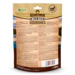 Wolfsblut Squashies Wild Duck 300 g zijn zachte, graanvrije monoproteïne hondensnacks met eend en zoete aardappel.