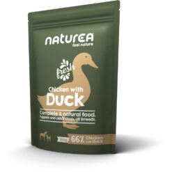 Naturea Chicken with Duck 300gr is complete graanvrije hondenvoeding met dierlijke eiwitten, geschikt voor puppy’s en volwassen honden.