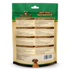 Wolfsblut Squashies Green Valley 300 g zijn zachte, graanvrije hondensnacks met lam en zalm, ideaal als smakelijke beloning.