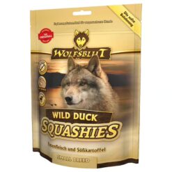Wolfsblut Squashies Wild Duck Small Breed 350 g zijn zachte monoproteïne hondensnacks met eend, speciaal voor kleine honden.