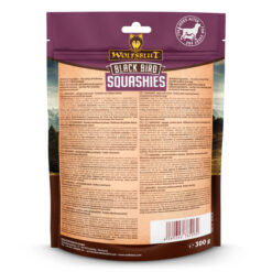 Wolfsblut Squashies Black Bird 300 g zijn zachte, graanvrije hondensnacks met kalkoen en zoete aardappel voor een lekkere beloning.