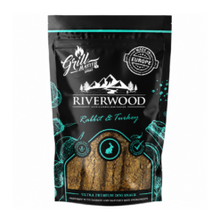 Riverwood Grillmaster Konijn & Kalkoen 100g is een hypoallergene, graanvrije hondensnack met maar liefst 97% vlees.